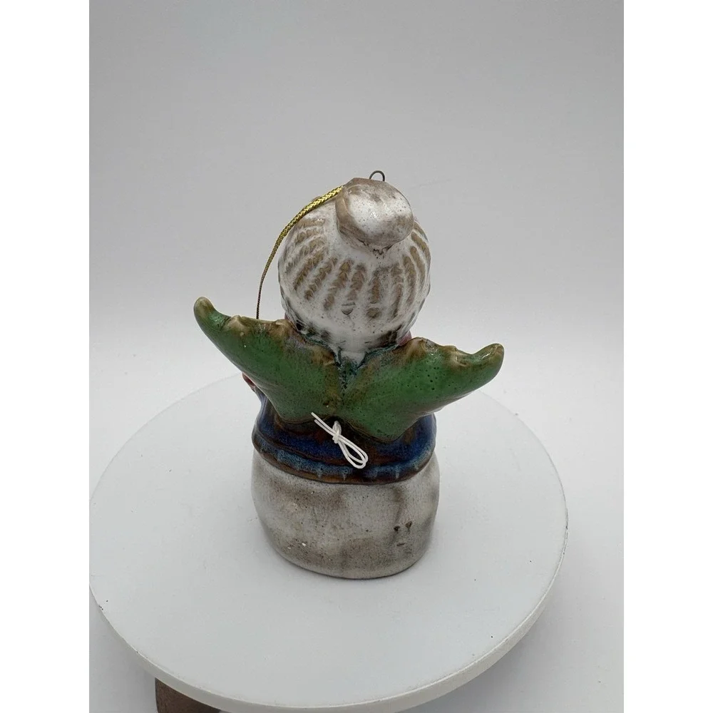 Snow Angel bell ornament‎ pottery Handmade vintage hang Christmas tree 4.5